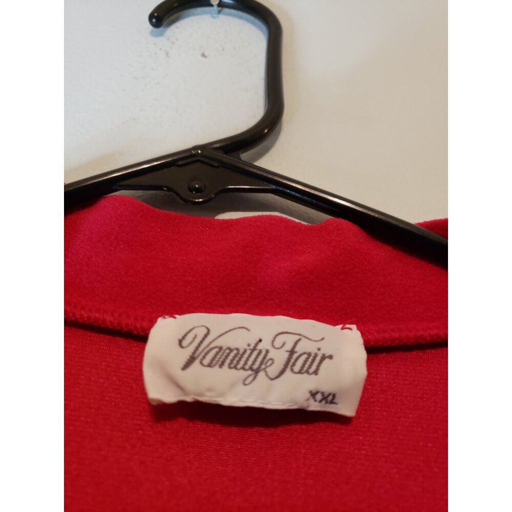 Vtg Vanity Fair Womens 2XL Robe Bright Pink Floral Embroidery Half Zip Pockets - Picture 5 of 5